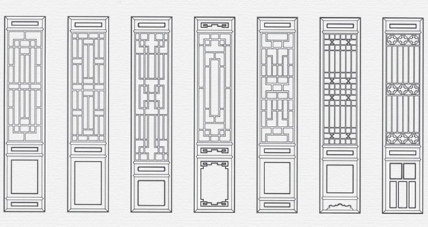 北流常用中式仿古花窗图案隔断设计图